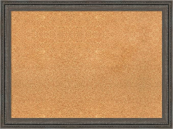 Amanti Art Natural Cork Board for Wall, 23x31 Vision Board with Brown Wood Frame, Medium Corkboard Office Decor for Home Organization, Rustic Farmhouse Corkboard Pinboard to display items for home-DeskLoop Office
