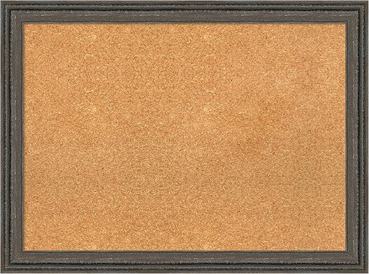Amanti Art Natural Cork Board for Wall, 23x31 Vision Board with Brown Wood Frame, Medium Corkboard Office Decor for Home Organization, Rustic Farmhouse Corkboard Pinboard to display items for home-DeskLoop Office