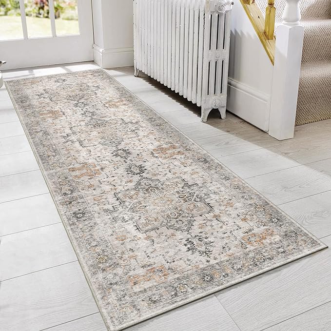 GENIMO Runner Rug 2'6"x5 Machine Washable Non Slip Vintage Hallway Runner Rug by GENIMO