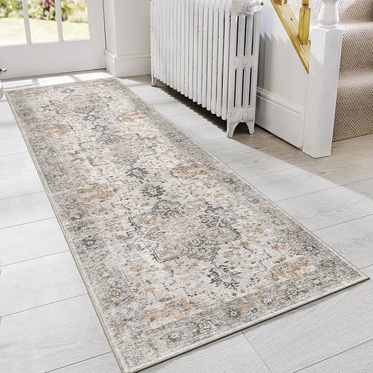 GENIMO Runner Rug 2'6"x5 Machine Washable Non Slip Vintage Hallway Runner Rug by GENIMO