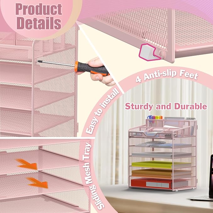 Docnest 6 Tier Mesh Desk Organizer - Image 4