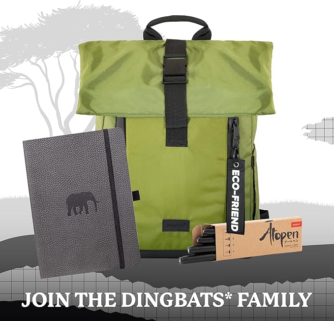 Dingbats* Wildlife Dotted Writing Journal Notebook A5 - Vegan Leather Softcover - Ideal for Work, Travel - Pocket, Elastic Closure, & Bookmark-DeskLoop Office