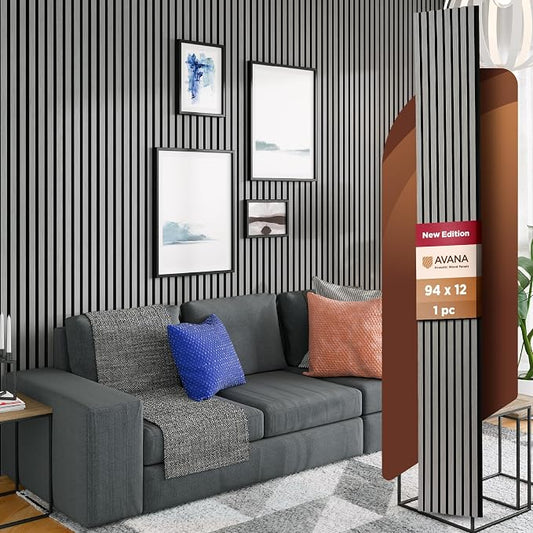 Avana Modern Acoustic Wood Wall Panels – 94.4 X 12.59 Inch Gray Oak Acoustic by AvanaHome