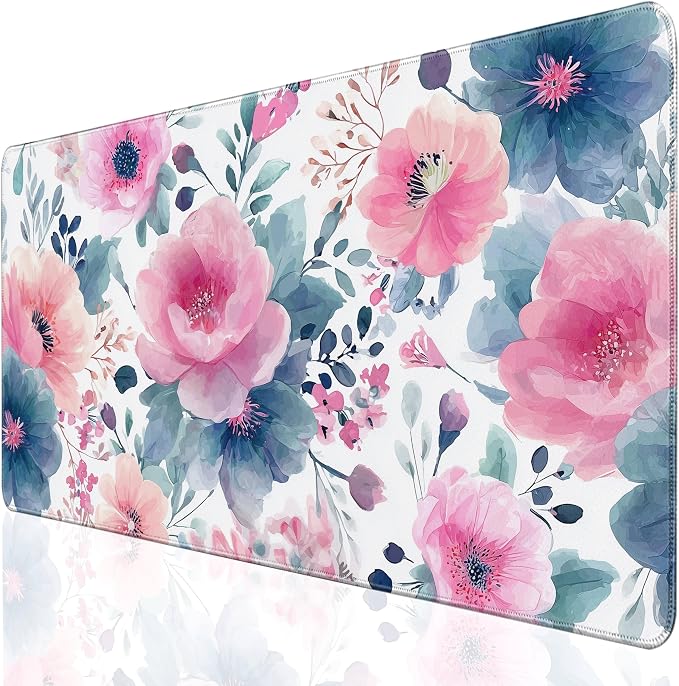 Desk Cover Mat, Floral Large Mouse Pad, Computer Laptop Mat Desk Decor by Unknown