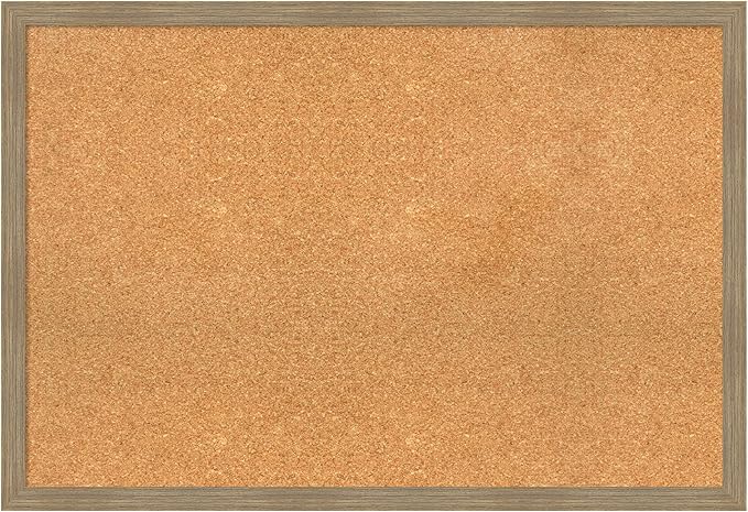 Amanti Art Natural Cork Board for Wall, 26x38 Vision Board with Brown Wood Frame, Large Corkboard Office Decor for Home Organization, Casual Corkboard Pinboard to display items for home organization-DeskLoop Office
