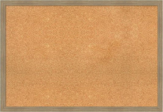 Amanti Art Natural Cork Board for Wall, 26x38 Vision Board with Brown Wood Frame, Large Corkboard Office Decor for Home Organization, Casual Corkboard Pinboard to display items for home organization-DeskLoop Office