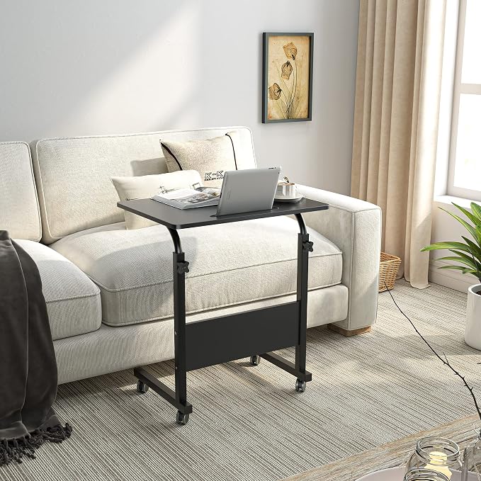 DlandHome Rolling Laptop Desk Stand Up Adjustable Mobile Laptop Desk, 23.6 - Image 4