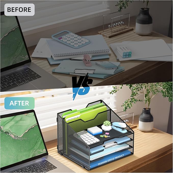SUPEASY Desk File Organizer, Mesh Paper Tray Organizer - Image 6
