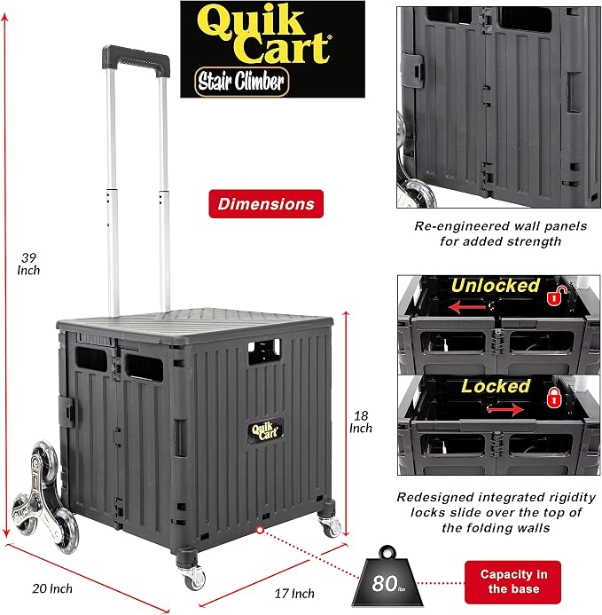 dbest Products Quik Cart Stair Climber Wheeled Rolling Crate Teacher Utility - Image 3