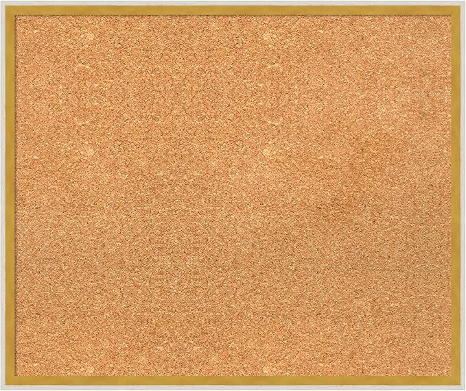 Amanti Art Natural Cork Board for Wall, 21x25 Vision Board with White Frame, Medium Corkboard Office Decor for Home Organization, Modern Corkboard Pinboard to Display Items for Home Organization in-DeskLoop Office