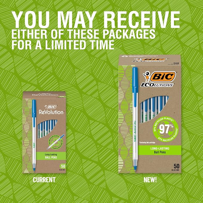 BIC Ecolutions Round Stic Ballpoint Pens, Medium Point, 50-Count Pack - Image 3