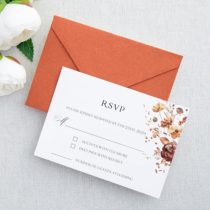 PONATIA 50 Pack A1 Envelopes, 3.62 x 5.2'' Burnt Orange Envelopes Perfect - Image 5
