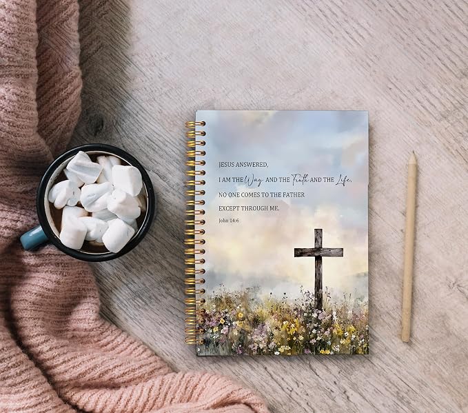 Ecezatik Wildflower Cross Christian Notebook Journal, John 14:6 Bible Notebook - Image 4
