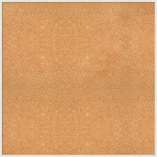 Amanti Art Natural Cork Board for Wall, 33x33 Vision Board with White Frame, Large Corkboard Office Decor for Home Organization, Modern Corkboard Pinboard to Display Items for Home Organization in-DeskLoop Office