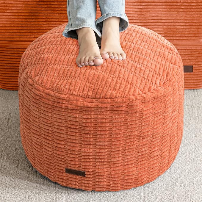 HIGOGOGO Pouf Ottoman Stuffed Round Modern Foam Filled Foot Rest Poufs by HIGOGOGO