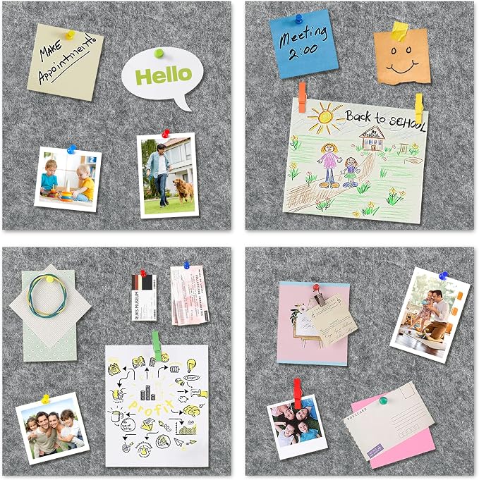 AKTOP Cork Bulletin Board 12x12, 1/2" Thick Felt Cork Board Tiles 12 Pack - Image 4