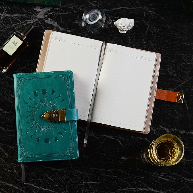 ZXHQ Lock Diary with Pen, A5 Ruled 240 Pages PU Leather Journal with Lock - Image 3