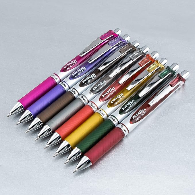 Pentel EnerGel RTX Retractable Liquid Gel Pen, Medium Line, Metal Tip, 8 Pack - Image 2
