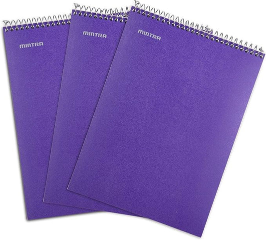 Mintra Office TOP BOUND Durable Spiral Notebooks (Purple, College Ruled 3pk)-DeskLoop Office