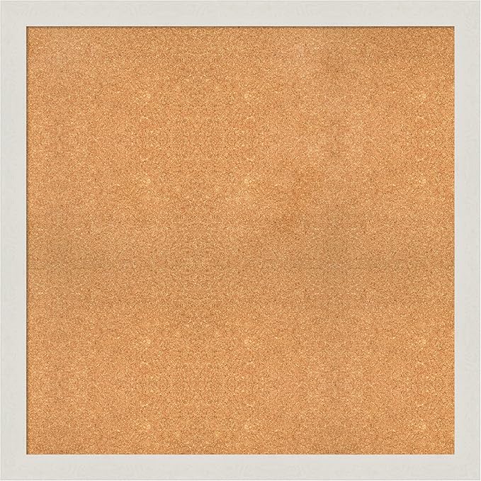 Amanti Art Natural Cork Board for Wall, 37x37 Vision Board with White Frame, Oversize Corkboard Office Decor for Home Organization, Country Rustic Corkboard Pinboard to Display Items for Home-DeskLoop Office