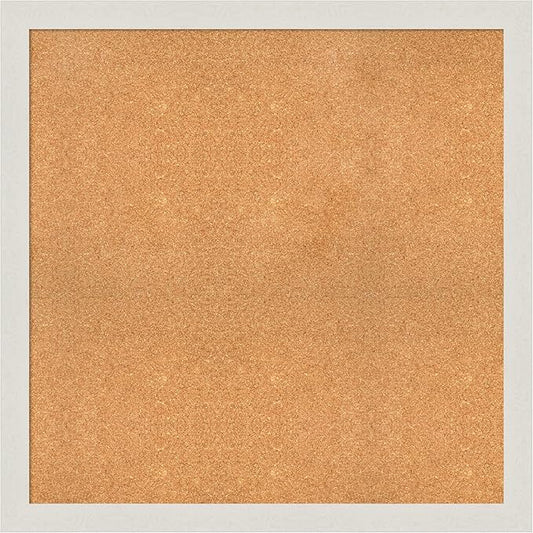 Amanti Art Natural Cork Board for Wall, 37x37 Vision Board with White Frame, Oversize Corkboard Office Decor for Home Organization, Country Rustic Corkboard Pinboard to Display Items for Home-DeskLoop Office