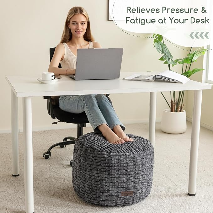 HIGOGOGO Pouf Ottoman Stuffed Round Modern Foam Filled Foot Rest Poufs - Image 3