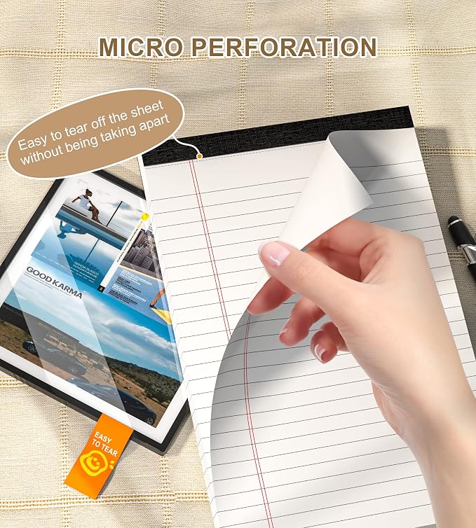 Note Pads 5x8 Small Legal Pads White Notepad, 6 Pack, Narrow Ruled Notepads - Image 3