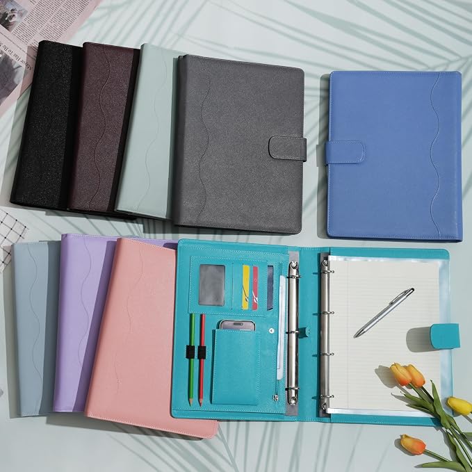 Wonderpool A4 PU Leather 3 & 4 Ring Holder Writing Portfolio Multi Document Case - Image 6