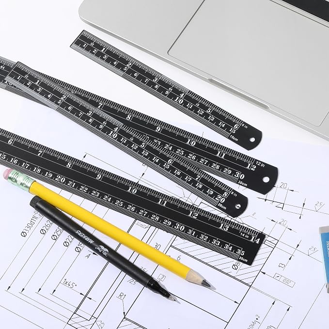 Mr. Pen- Metal Straight Edge Ruler, Imperial & Metric Measurements - Image 6