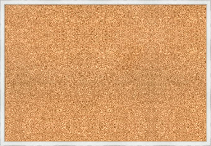 Amanti Art Natural Cork Board for Wall, 27x39 Vision Board with White Frame, Large Corkboard Office Decor for Home Organization, Country Rustic Corkboard Pinboard to Display Items for Home-DeskLoop Office