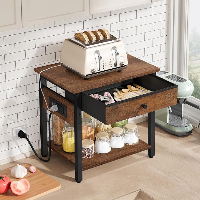 Gewudraw Printer Stand with Charging Station, 2-Tier Under Desk Printer Table - Image 7