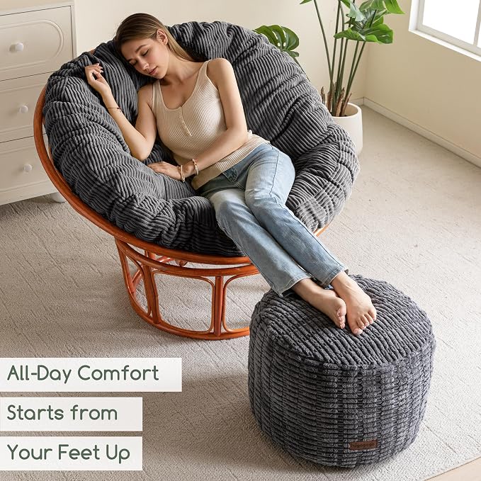 HIGOGOGO Pouf Ottoman Stuffed Round Modern Foam Filled Foot Rest Poufs - Image 4