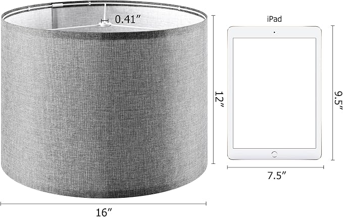 Gray Large Drum Lamp Shades for Floor Lamps Table Lamp Farmhouse Lamp Shade 16" - Image 2