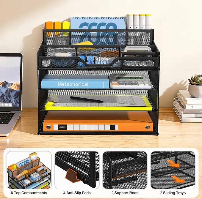 Docnest 4 Tier Mesh Desk Organizer, Stationery - Image 4