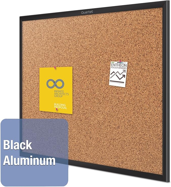Quartet Cork Board, Bulletin Board, 2' x 1.5' Corkboard, Black Frame (2301B)-DeskLoop Office