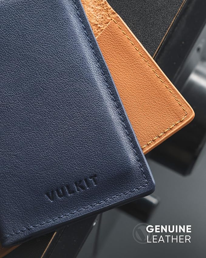 VULKIT Leather Business Card Holder 2 Sided Slim Business Name Card Organizer - Image 2