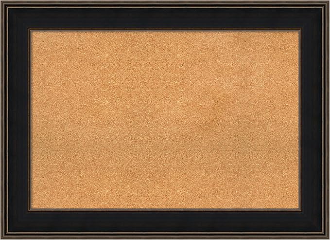 Amanti Art Natural Cork Board for Wall, 32x44 Vision Board with Brown Wood Frame, Large Corkboard Office Decor for Home Organization, Casual Corkboard Pinboard to display items for home organization-DeskLoop Office