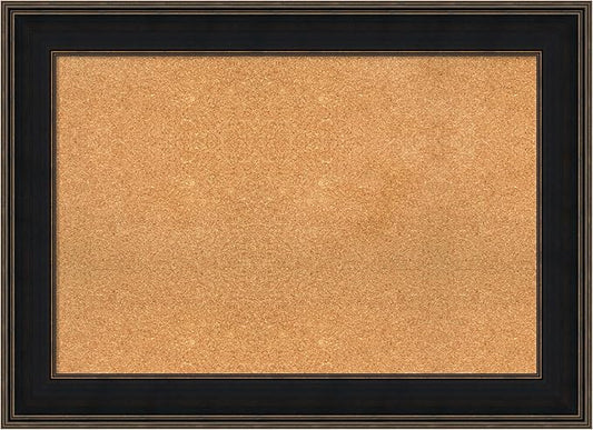 Amanti Art Natural Cork Board for Wall, 32x44 Vision Board with Brown Wood Frame, Large Corkboard Office Decor for Home Organization, Casual Corkboard Pinboard to display items for home organization-DeskLoop Office