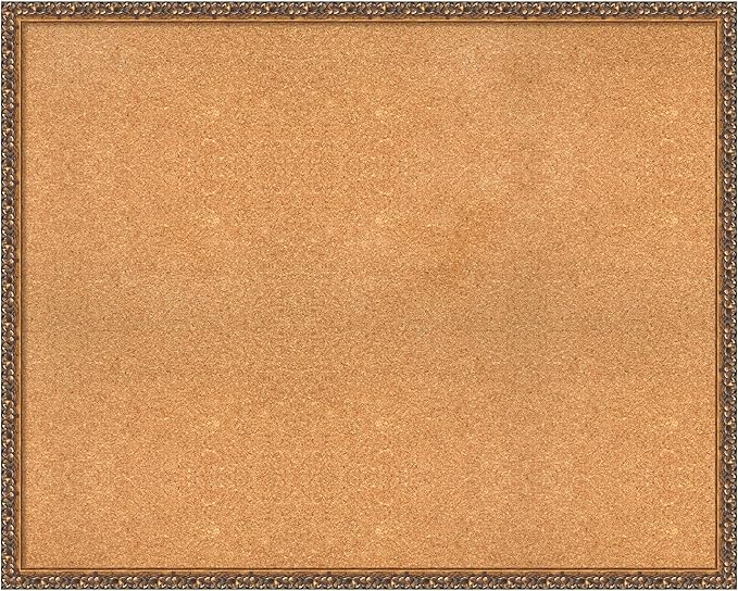 Amanti Art Natural Cork Board for Wall, 32x40 Vision Board with Bronze Frame, X-Large Corkboard Office Decor for Home Organization, Traditional Corkboard Pinboard to Display Items for Home-DeskLoop Office