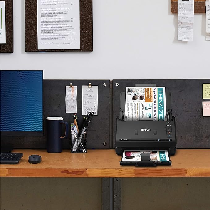 Epson Workforce ES-500W II Wireless Color Duplex Desktop Document Scanner for PC and Mac, with Auto Document Feeder (ADF) and Scan from Smartphone or Tablet (Renewed)-DeskLoop Office