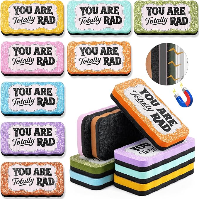 Lincia 8 Pcs Magnetic Dry Erase Erasers Composition Whiteboard Dry Erasers by Lincia