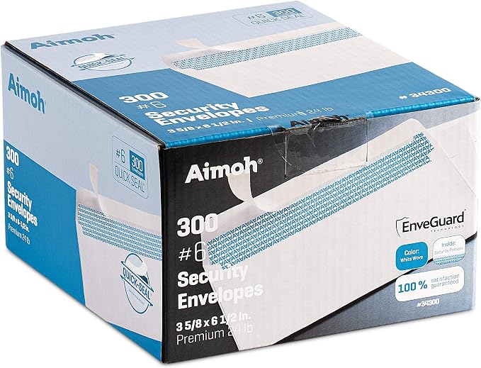 Aimoh #6 3/4 Security Tinted Self-Seal Envelopes by Aimoh