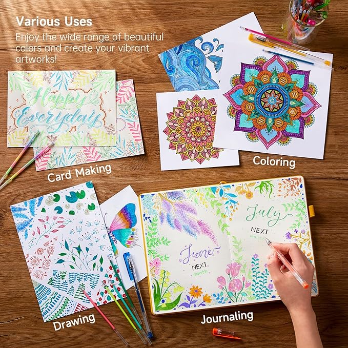 Gel Pen Refills, Shuttle Art 140 Colors (No Duplicates) Gel Pen Refills, 7 Color Types for Kids Adults Coloring Books Drawing Doodling Crafts Scrapbooking Journaling-DeskLoop Office