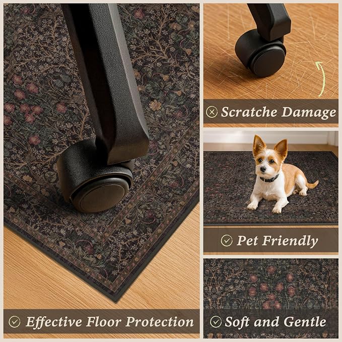 Dark Brown 3x4 Washable Office Rugs - Image 4
