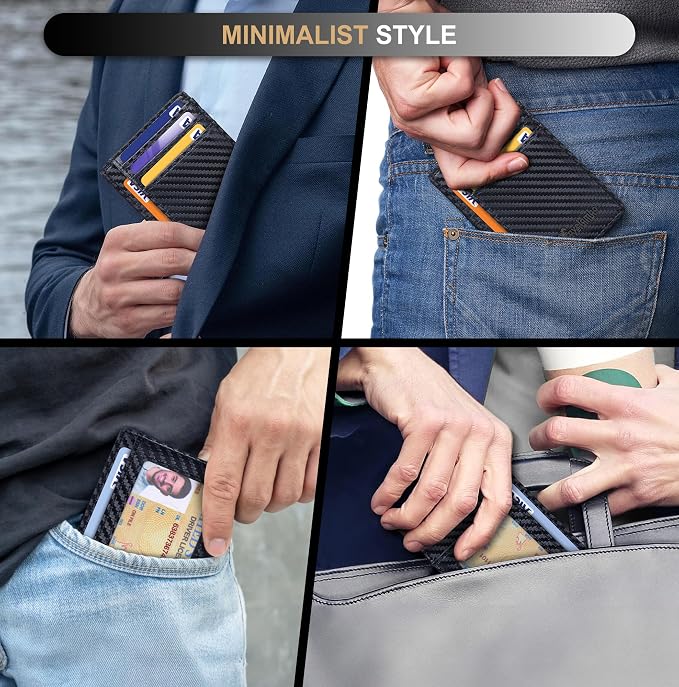 Travelambo Slim Wallet Front Pocket Minimalist Leather RFID Blocking Medium Size - Image 8