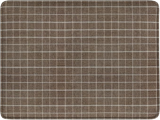 Home Decor | Dinah Collection Modern Storage Ottoman | Ottoman with Storage for Living Room & Bedroom(Brown Windowpane Fabric)-DeskLoop Office