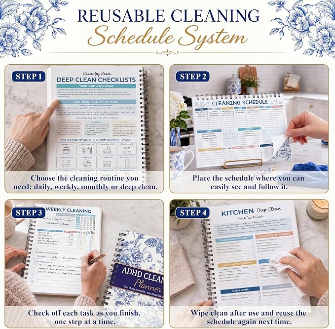 Blue Floral ADHD Cleaning Planner - Image 3