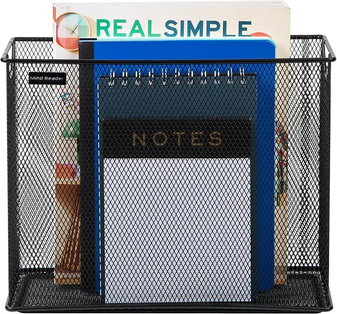 Mind Reader Vertical File Storage, Desktop Organizer, Hanging Files, Metal Mesh - Image 5