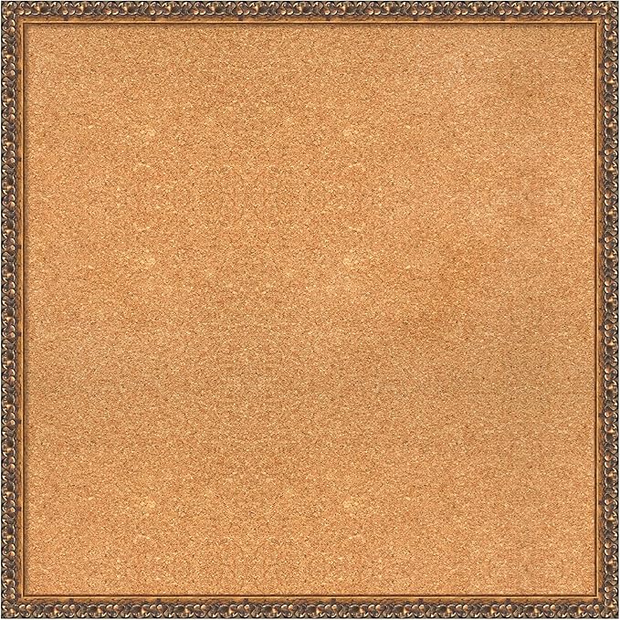 Amanti Art Natural Cork Board for Wall, 30x30 Vision Board with Bronze Frame, Large Corkboard Office Decor for Home Organization, Traditional Corkboard Pinboard to Display Items for Home Organization-DeskLoop Office