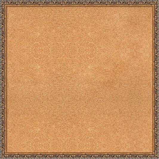 Amanti Art Natural Cork Board for Wall, 30x30 Vision Board with Bronze Frame, Large Corkboard Office Decor for Home Organization, Traditional Corkboard Pinboard to Display Items for Home Organization-DeskLoop Office